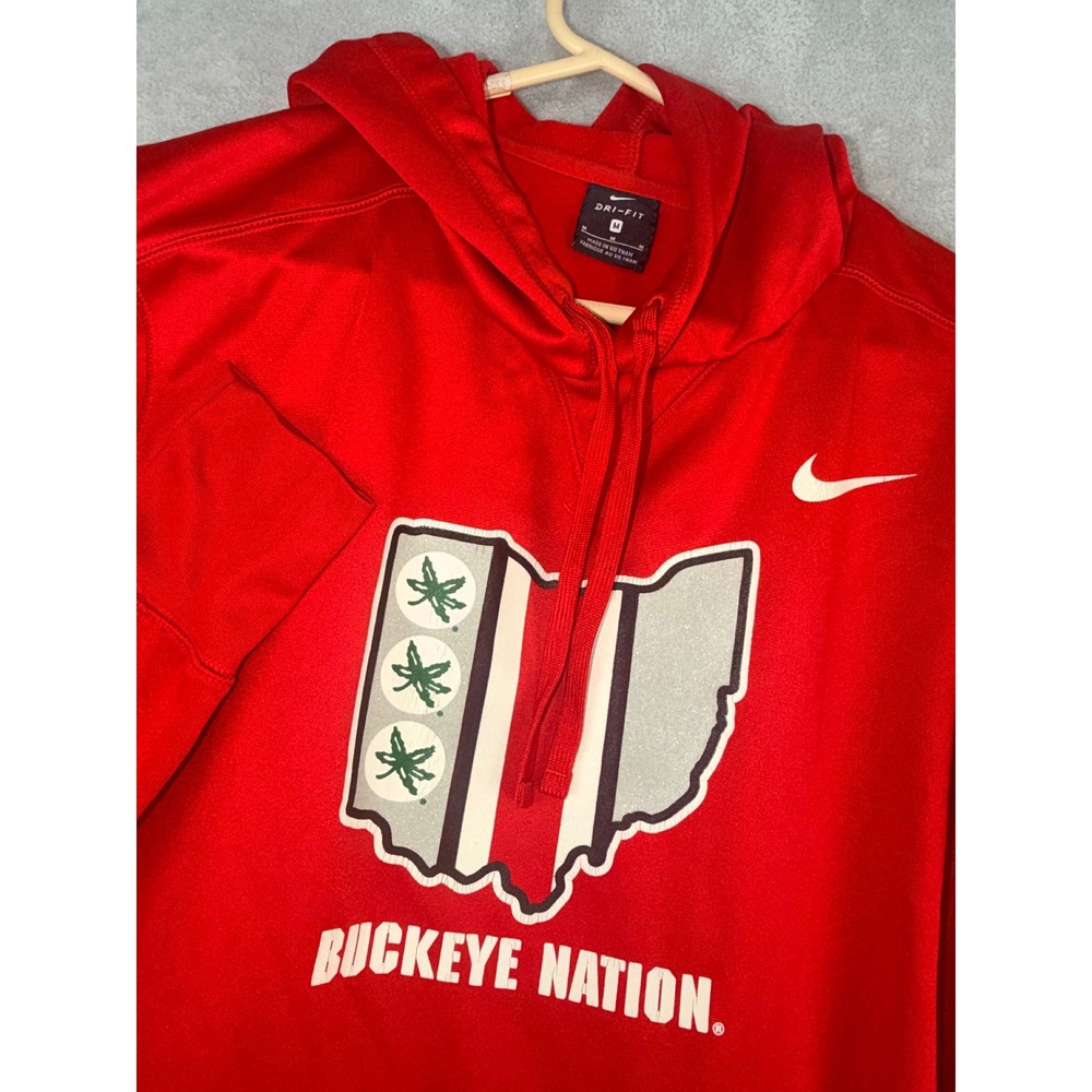 Nike Mens Medium Ohio State Buckeyes Dri-FIT Buckeye Nation Hoodie Red